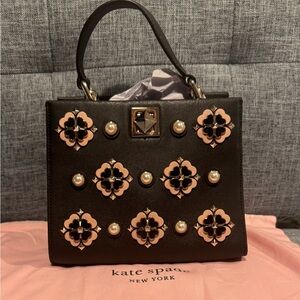Kate Spade Black and Pink Floral Satchel